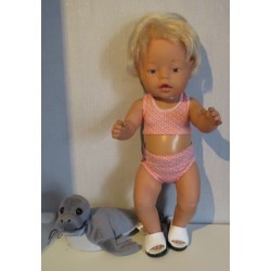 bikini zalm roze geblokt baby born 43cm