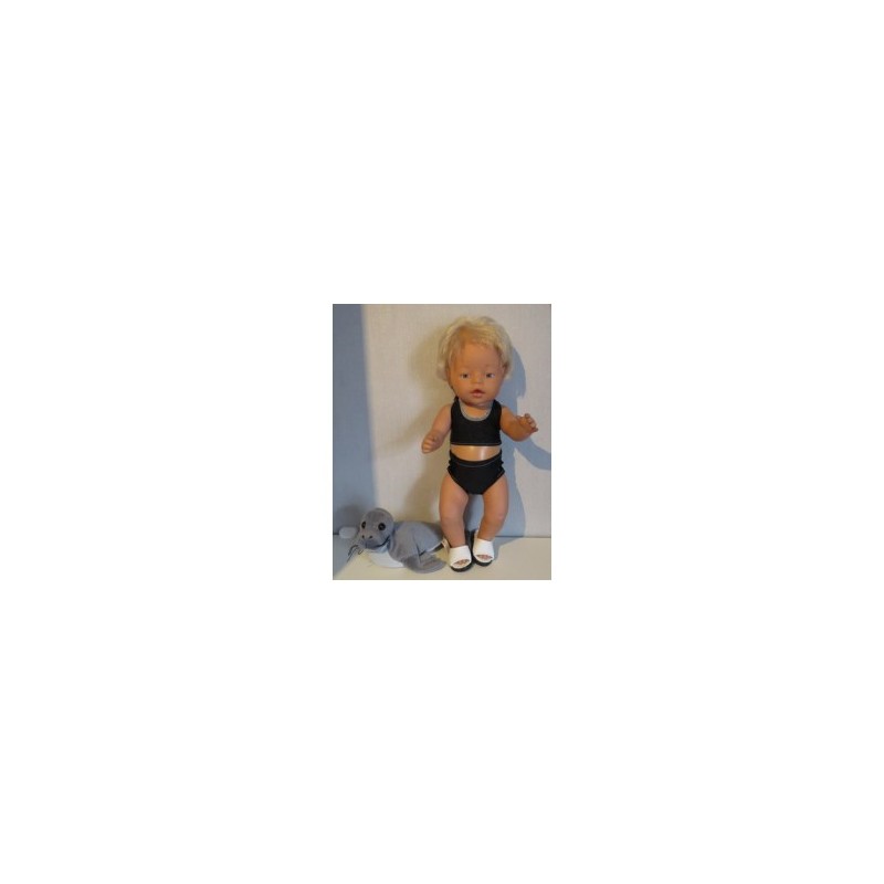 bikini zwart gebloemd baby born 43cm