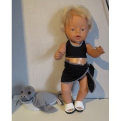 bikini zwart met omslagrokje baby born 43cm