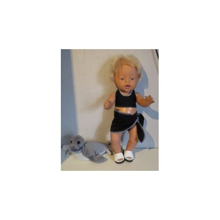 bikini zwart met omslagrokje baby born 43cm
