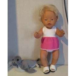 tankini wit met roze baby born 43cm