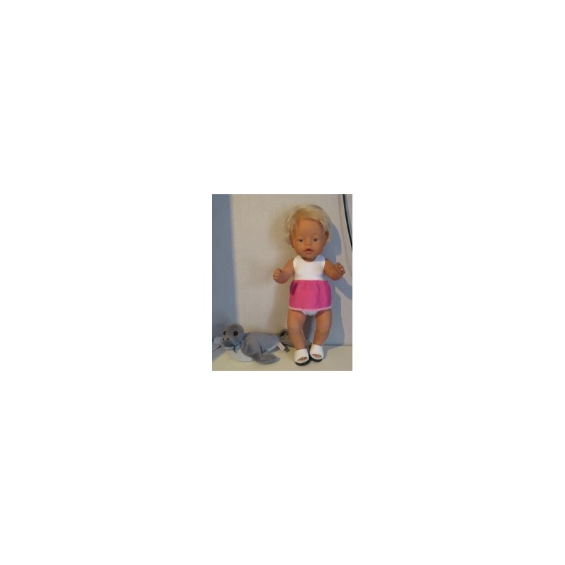 tankini wit met roze baby born 43cm