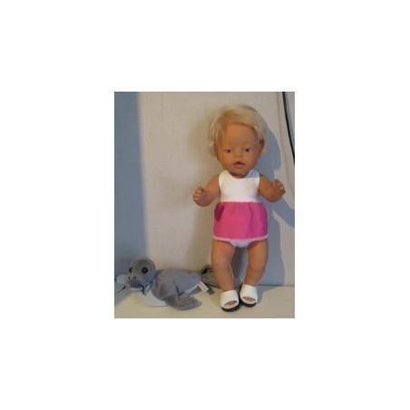 tankini wit met roze baby born 43cm
