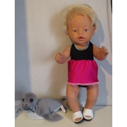 tankini zwart met hard roze baby born 43cm