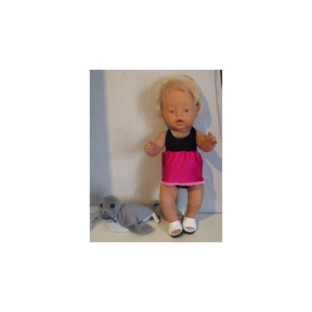 tankini zwart met hard roze baby born 43cm