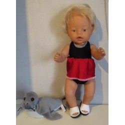 tankini zwart met rood baby born 43cm
