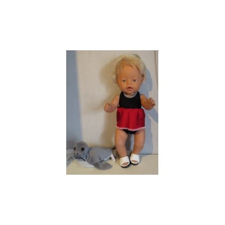 tankini zwart met rood baby born 43cm