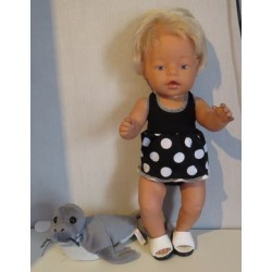 tankini zwart met zwart polka dots baby born 43cm