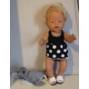 tankini zwart met zwart polka dots baby born 43cm