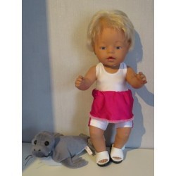 tankini wit met hard roze baby born 43cm