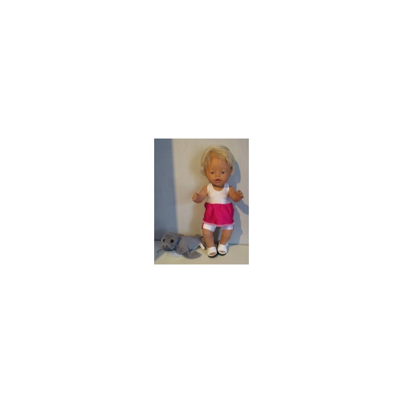 tankini wit met hard roze baby born 43cm