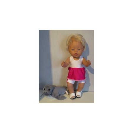 tankini wit met hard roze baby born 43cm