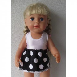 tankini wit met zwart polka dots baby born 43cm