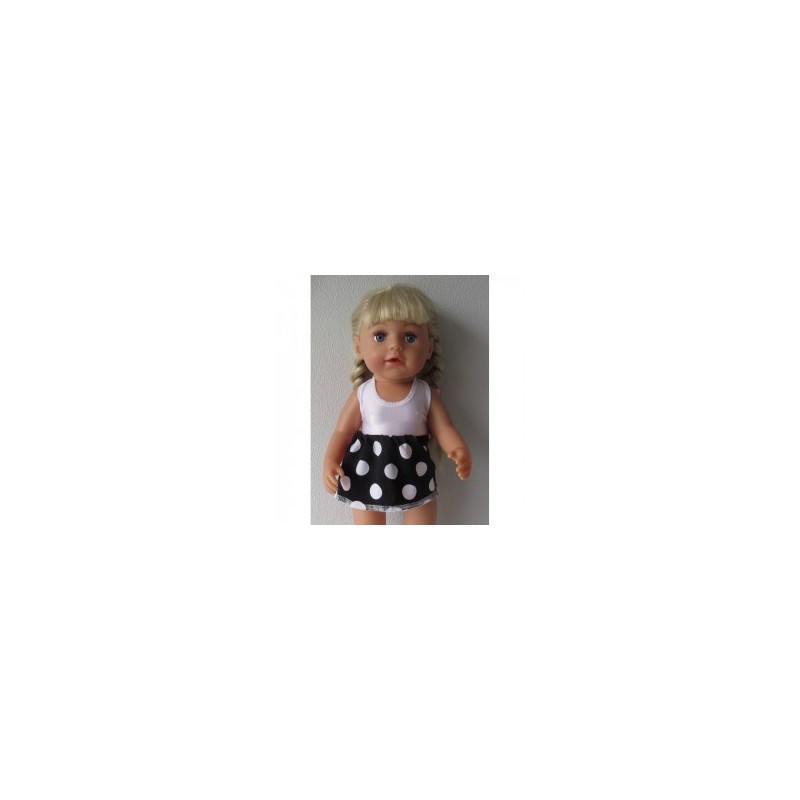 tankini wit met zwart polka dots baby born 43cm