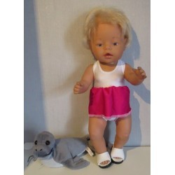 tankini wit met hard roze baby born 43cm