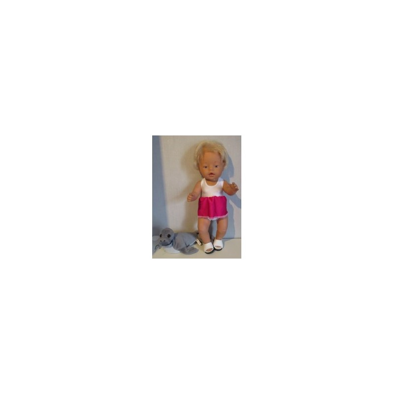 tankini wit met hard roze baby born 43cm