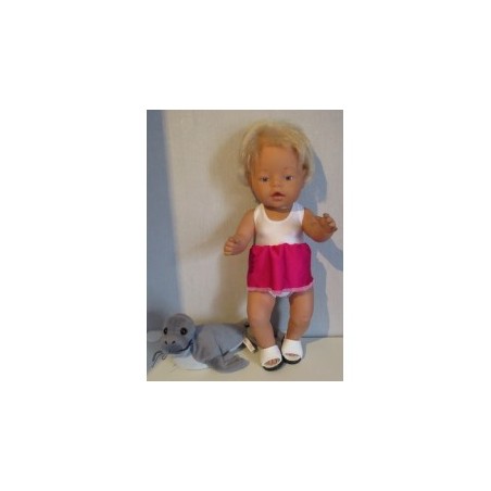 tankini wit met hard roze baby born 43cm