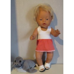 tankini wit met zalm roze baby born 43cm