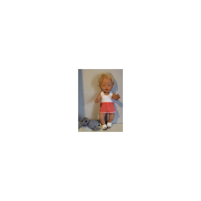 tankini wit met zalm roze baby born 43cm