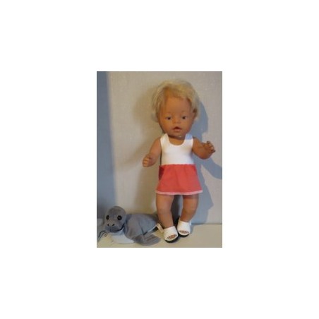 tankini wit met zalm roze baby born 43cm