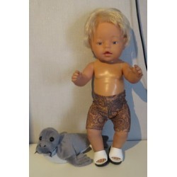 zwembroek bruin bewerkt baby born 43cm