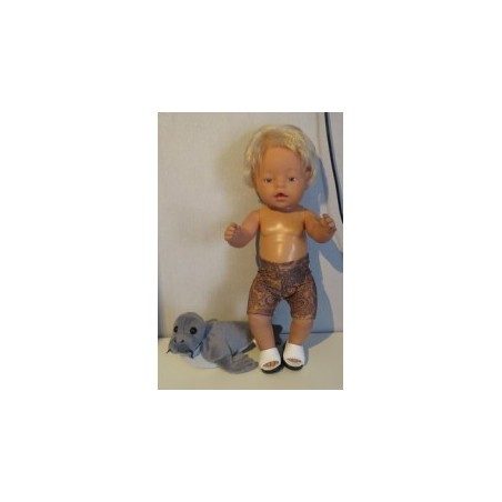 zwembroek bruin bewerkt baby born 43cm