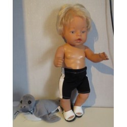 zwembroek zwart met wit baby born 43cm