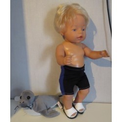 zwembroek zwart met blauw baby born 43cm