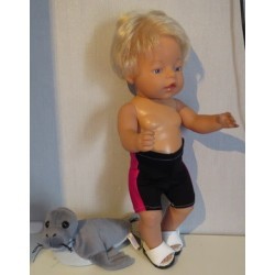 zwembroek zwart met hard roze baby born 43cm