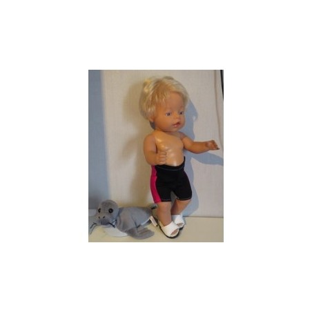 zwembroek zwart met hard roze baby born 43cm