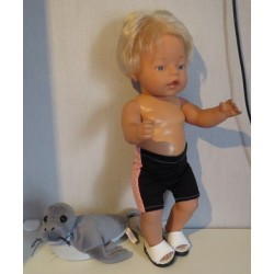 zwembroek zwart met zalm roze baby born 43cm