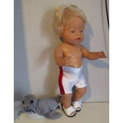 zwembroek wit met rood glimmemd baby born 43cm