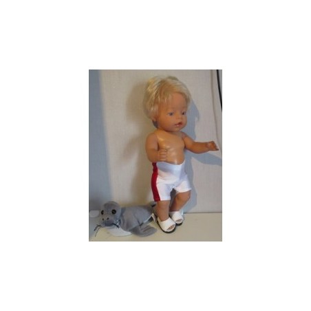 zwembroek wit met rood glimmemd baby born 43cm