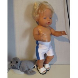 zwembroek wit met blauw baby born 43cm