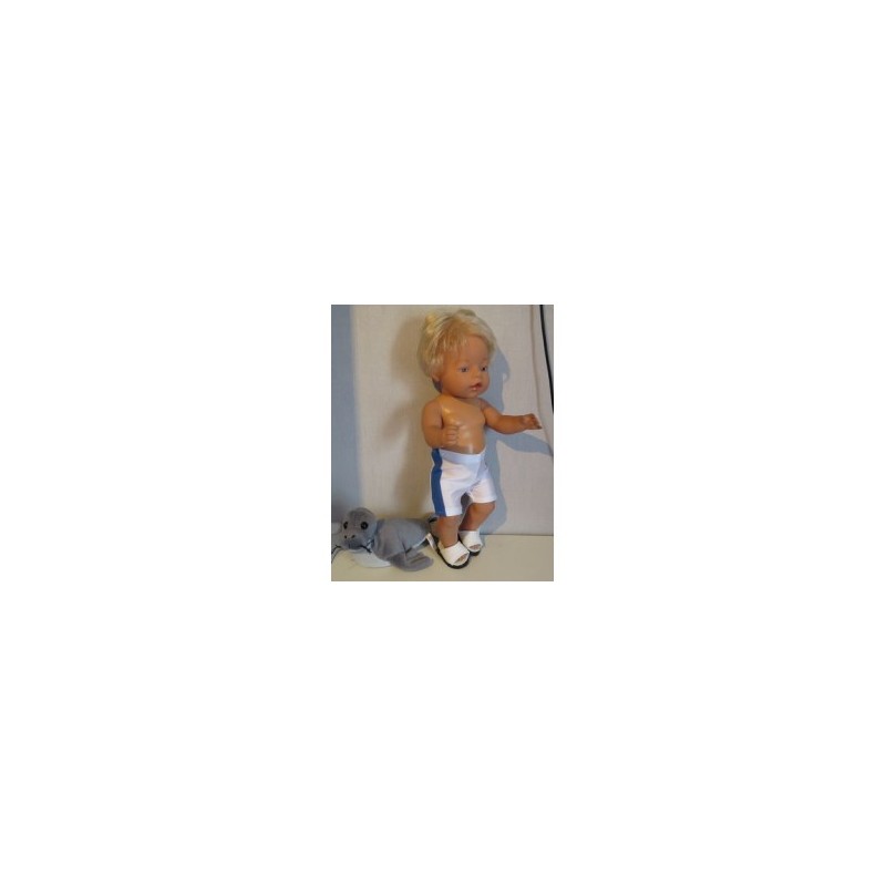 zwembroek wit met blauw baby born 43cm