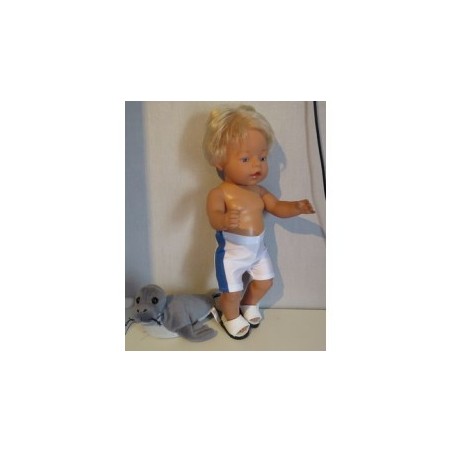 zwembroek wit met blauw baby born 43cm