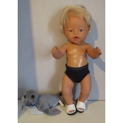 zwembroek zwart met stippen baby born 43cm