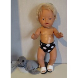 zwembroek zwart polka dots baby born 43cm