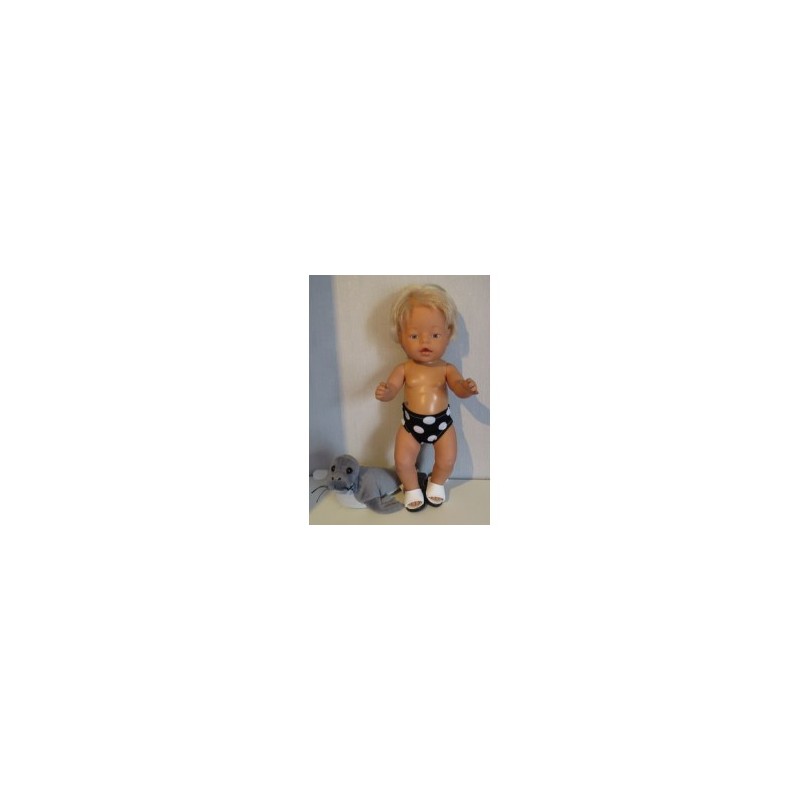 zwembroek zwart polka dots baby born 43cm