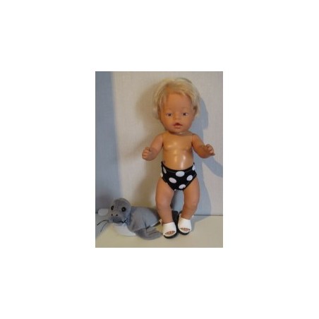zwembroek zwart polka dots baby born 43cm