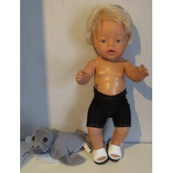 zwembroek zwart geblokt baby born 43cm