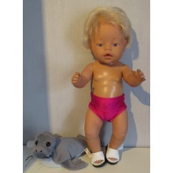 zwembroek hard roze glimmend baby born 43cm