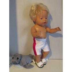zwembroek wit met hard roze baby born 43cm