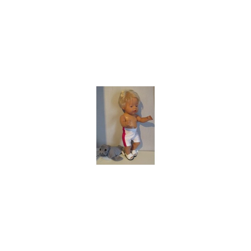 zwembroek wit met hard roze baby born 43cm