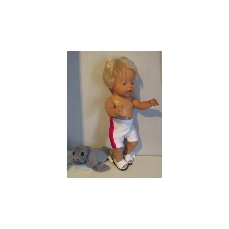 zwembroek wit met hard roze baby born 43cm