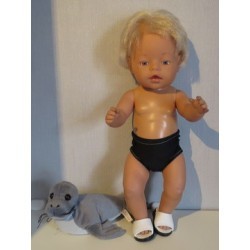 zwembroek zwart gebloemd baby born 43cm