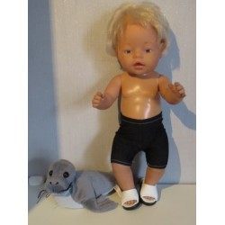 zwembroek zwart gebloemd baby born 43cm