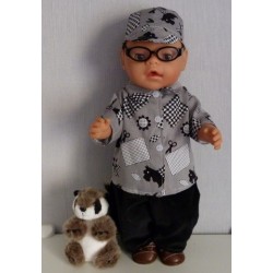 blouse grijs hond setje baby born 43cm