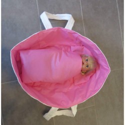 reiswieg roze met wit voor poppen van 40t/m 48cm