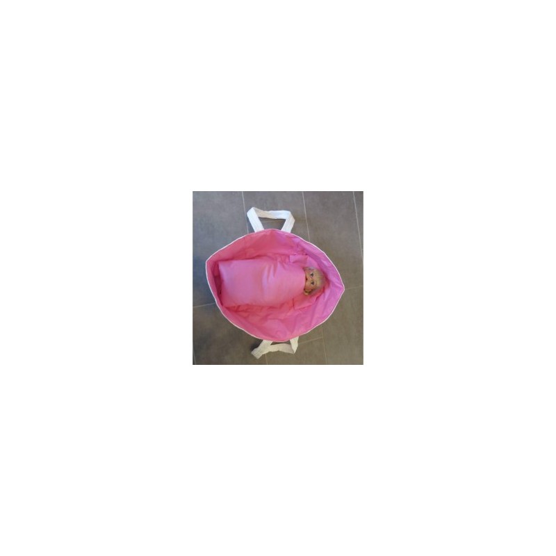 reiswieg roze met wit voor poppen van 40t/m 48cm